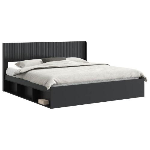 Рамка за легло с място за съхранение и табла Черно 180 x 200 cm