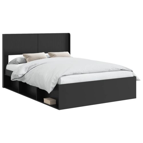 Рамка за легло с място за съхранение и табла Черно 160 x 200 cm