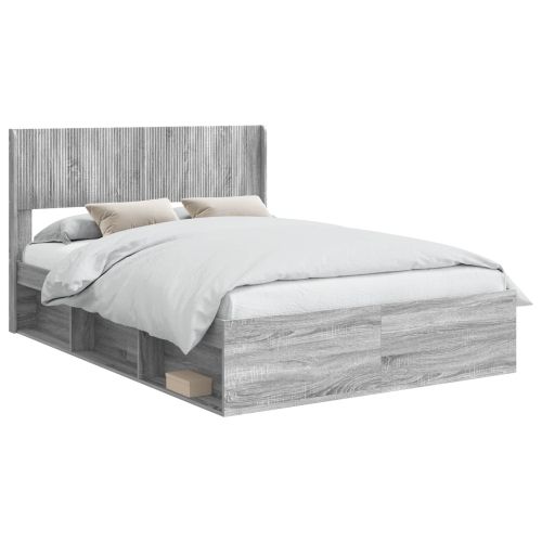 Рамка за легло с място за съхранение и табла Сив Сонома