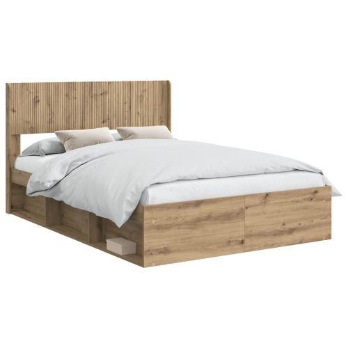 Рамка за легло с място за съхранение и табла Дъб артизан