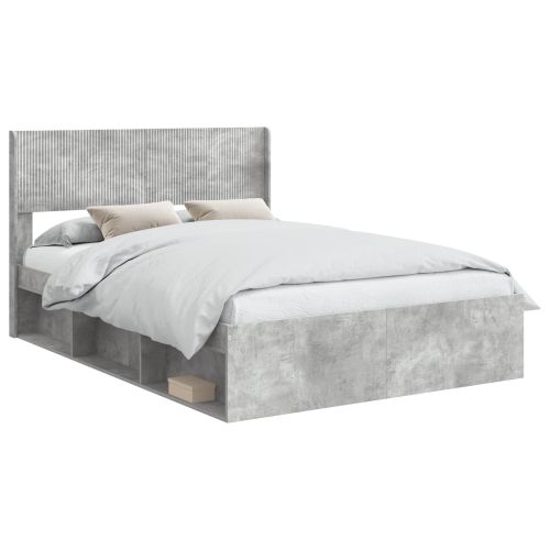 Рамка за легло с място за съхранение и табла Бетонно сиво