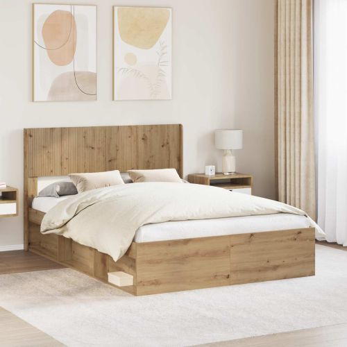 Рамка за легло с място за съхранение и табла Дъб артизан
