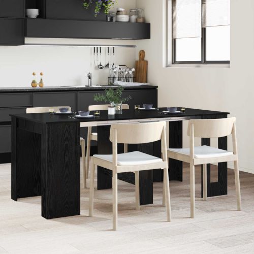 Маса за хранене 180 x 85 x 75 см Инженерна дървесина Черен дъб