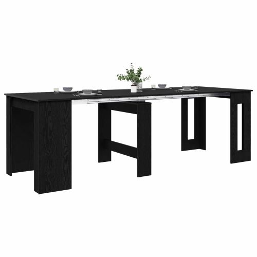 Маса за хранене 240 x 85 x 75 см Инженерна дървесина Черен дъб