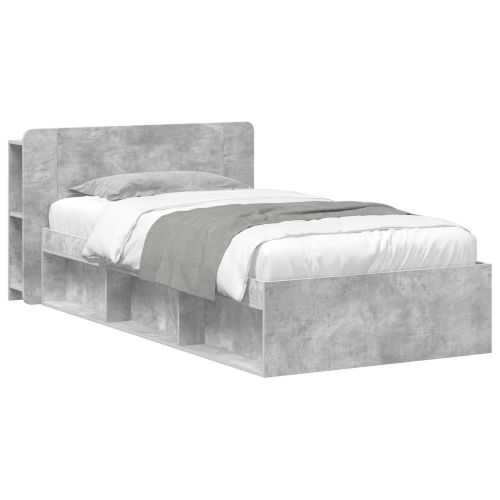 Леглово рамо с хранилище с таблото Бетонно сиво 80 x 200 cm