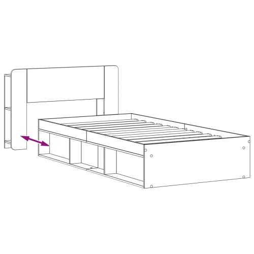 Леглово рамо с хранилище с таблото Старо дърво 90 x 200 cm