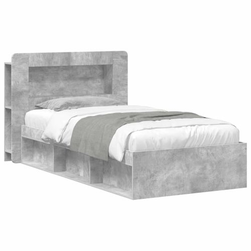 Леглово рамо с хранилище с таблото Бетонно сиво 80 x 200 cm