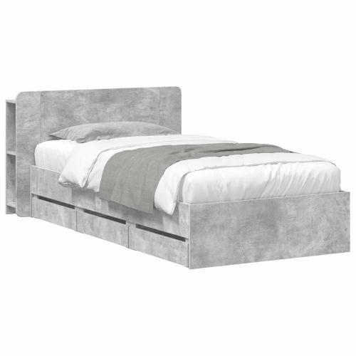 Леглово рамо с хранилище с чекмедже Бетонно сиво 80 x 200 cm