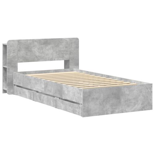 Леглово рамо с хранилище с чекмедже Бетонно сиво 80 x 200 cm