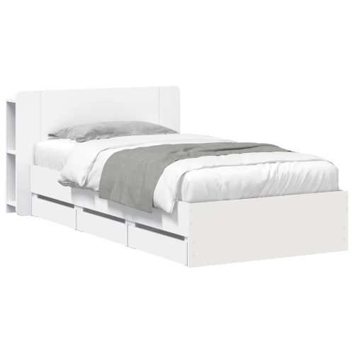 Леглово рамо с хранилище Бяло 80 x 200 cm Инженерна дървесина