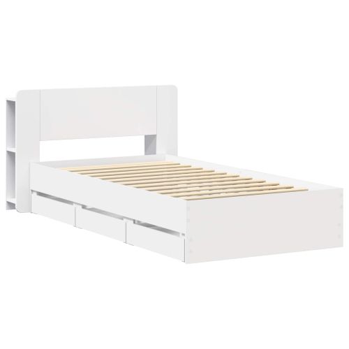 Леглово рамо с хранилище Бяло 80 x 200 cm Инженерна дървесина