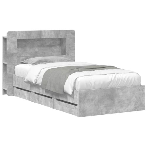 Леглово рамо с хранилище с чекмедже Бетонно сиво 80 x 200 cm