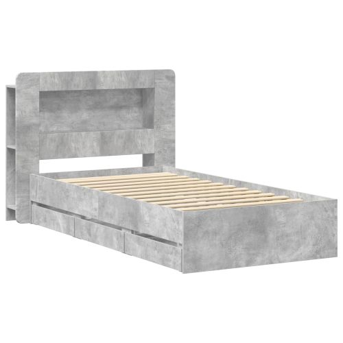 Леглово рамо с хранилище с чекмедже Бетонно сиво 80 x 200 cm