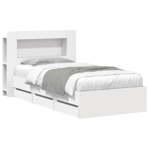 Леглово рамо с хранилище Бяло 80 x 200 cm Инженерна дървесина