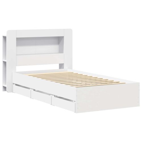 Леглово рамо с хранилище Бяло 80 x 200 cm Инженерна дървесина