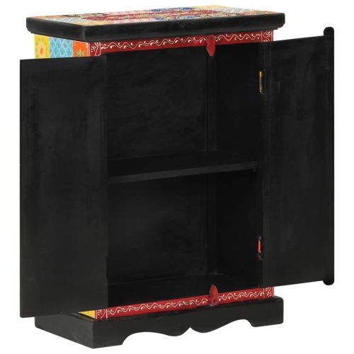 Ръчно декориран бюфет с врати, 53x30x75 см, дърво манго масив