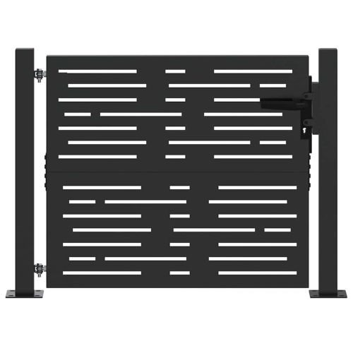 Градинска врата Черно 110 x 105 см Прахово боядисана стомана