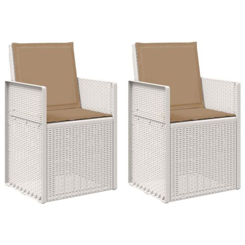 Градински Dining Столове 2 pcs Бяло и таупе ПП