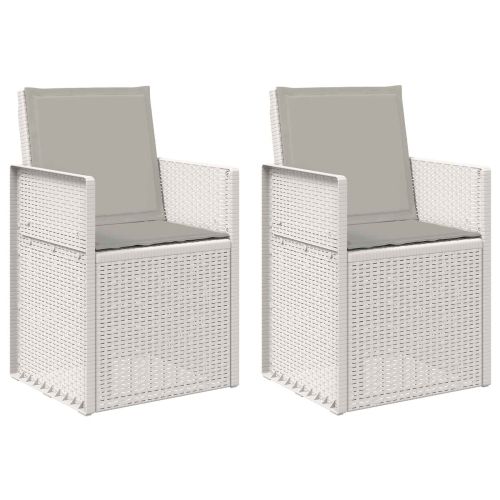 Градински Dining Столове 2 pcs Бяло и светлосиво ПП