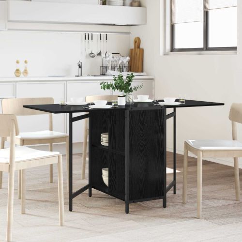 Маса за хранене 144 x 60 x 75 см Инженерна дървесина Черен дъб