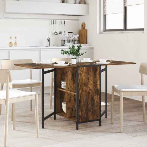 Маса за хранене 144 x 60 x 75 см Инженерна дървесина Опушен дъб