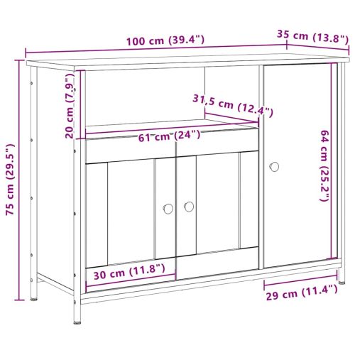 Служебен шкаф Старо дърво 100 x 35 x 75 см