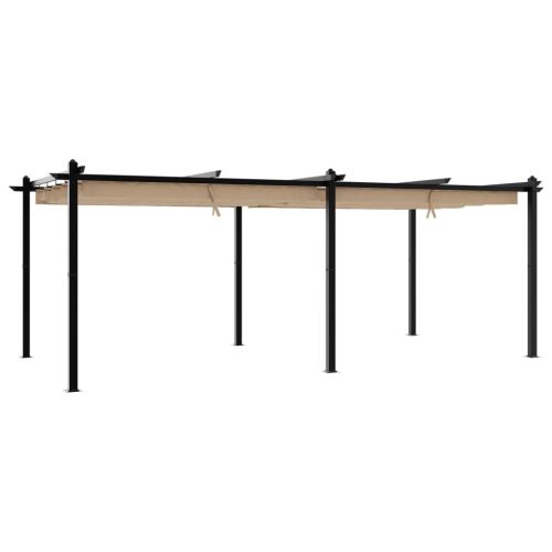 Градински навес с прибиращ се покрив, таупе, 3x6 м, алуминий