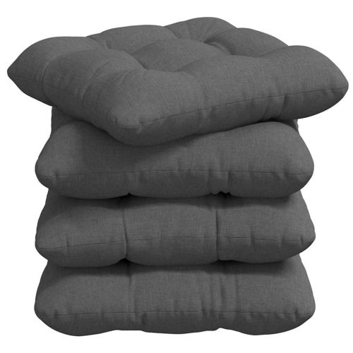 Възглавници за седалки 4 pcs Тъмен сив 45 x 45 x 12 см текстил