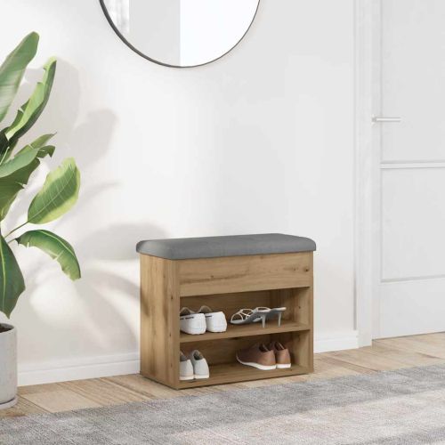 Пейка за обувки, дъб артизан, 62x32x50 см, инженерно дърво