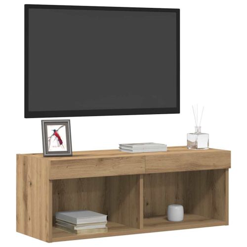 Комплект ТВ шкаф 2 pcs Дъб Инженерно дърво