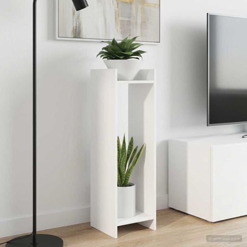 Стойка за растения с рафт 2 pcs Бял 30 x 30 x 100 см