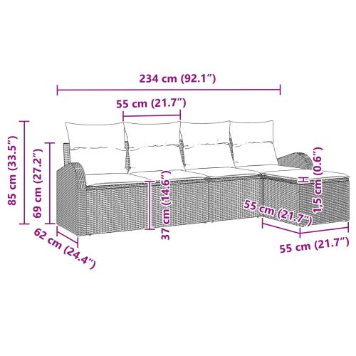Градински Софа Комплект 5 pcs Кафяво полиратан
