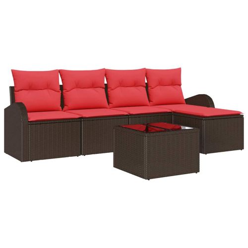 Градински Софа Комплект Кафяво полиратан