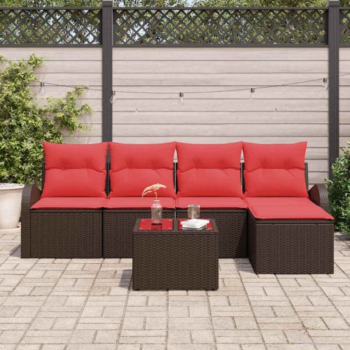 Градински Софа Комплект Кафяво полиратан