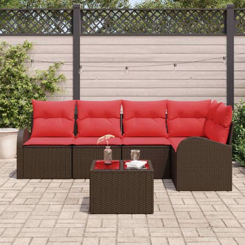 Градински Софа Комплект Кафяво полиратан