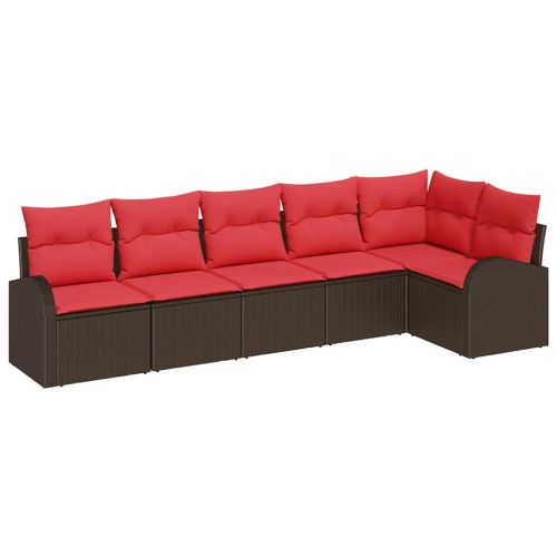 Градински Софа Комплект Кафяво полиратан