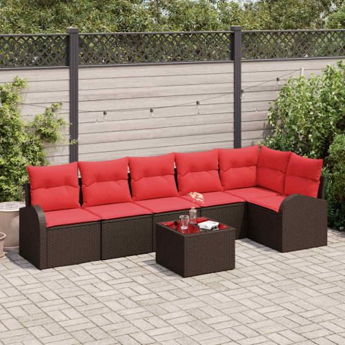 Градински Софа Комплект 7 pcs Кафяво полиратан