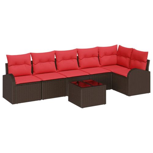 Градински Софа Комплект 7 pcs Кафяво полиратан