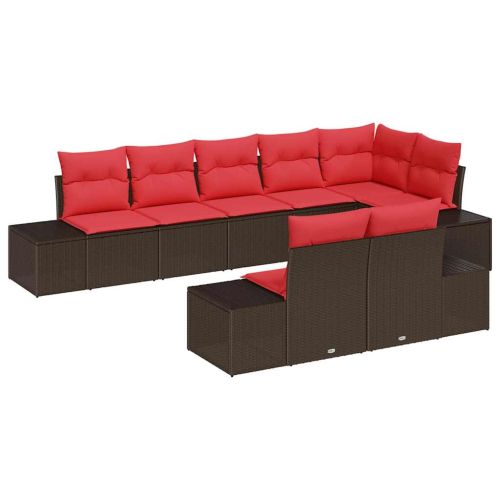 Градински Софа Комплект с възглавница 8 pcs Кафяво полиратан