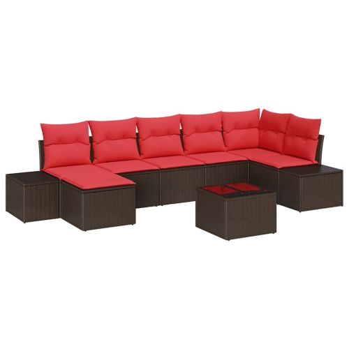 Градински Софа Комплект с възглавница 8 pcs Кафяво полиратан