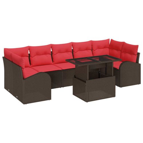 Градински Софа Комплект със съхранение 8 pcs Кафяво полиратан