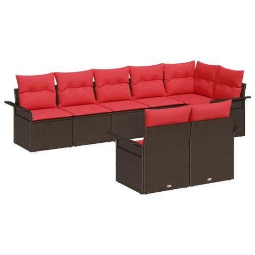 Градински Софа Комплект със съхранение 8 pcs Кафяво полиратан