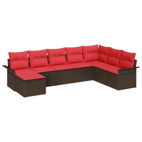 Градински Софа Комплект с възглавница 8 pcs Бежово Полиратан