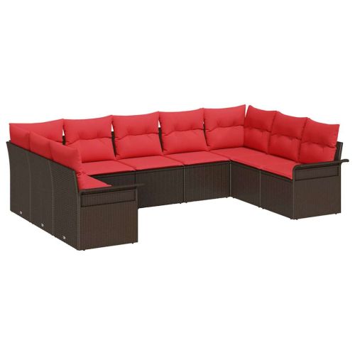 Градински Софа Комплект със съхранение 9 pcs Бежово полиратан