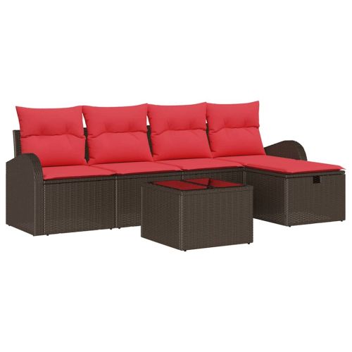 Комплект дивани с възглавница Кафяво и червено полиратан