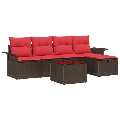 Градински Софа Комплект с възглавница 6 pcs Полиратан