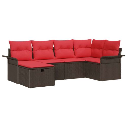 Градински Софа Комплект с възглавница 6 pcs Полиратан