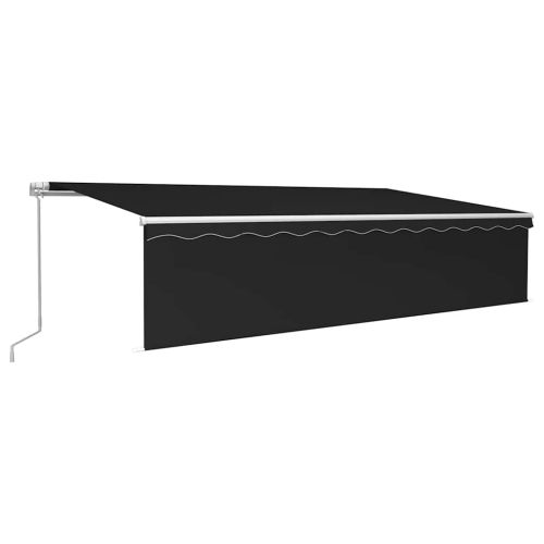 Ръчно прибиращ се сенник с щора и LED, 6x3 м, антрацит