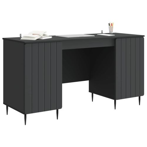 Бюро с рафт Черно 142,5 x 50 x 75 см Инженерна дървесина