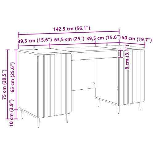 Бюро с рафт Бял гланц 142,5 x 50 x 75 см Инженерна дървесина